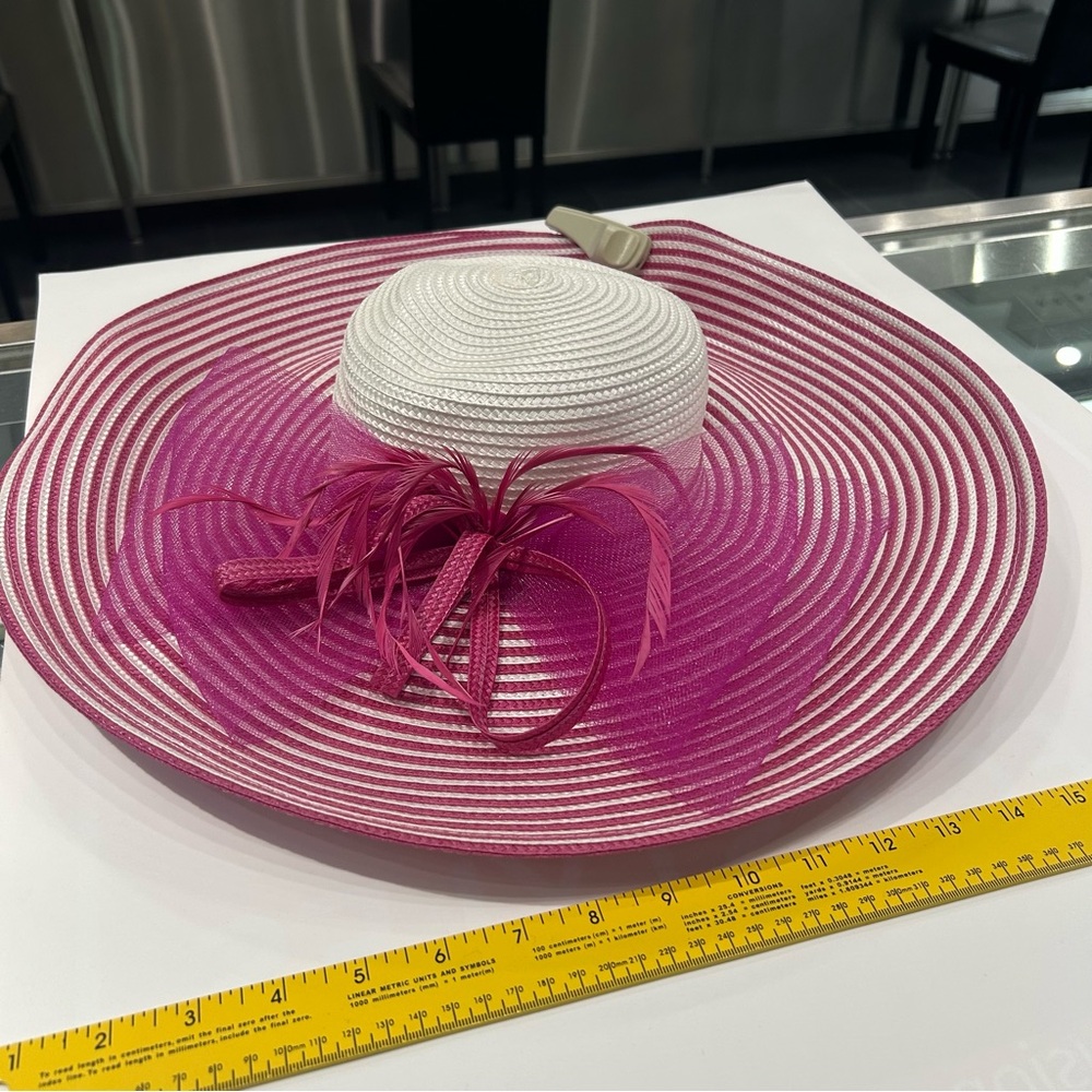 Summer Hat , Brand New , Pink and White Stripes Large, Derby, Sun